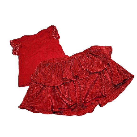 Disney Girls' 2-Piece Outfit Minnie Mouse Red Top & Ruffled Skirt Set Size 6 - Picture 2 of 11